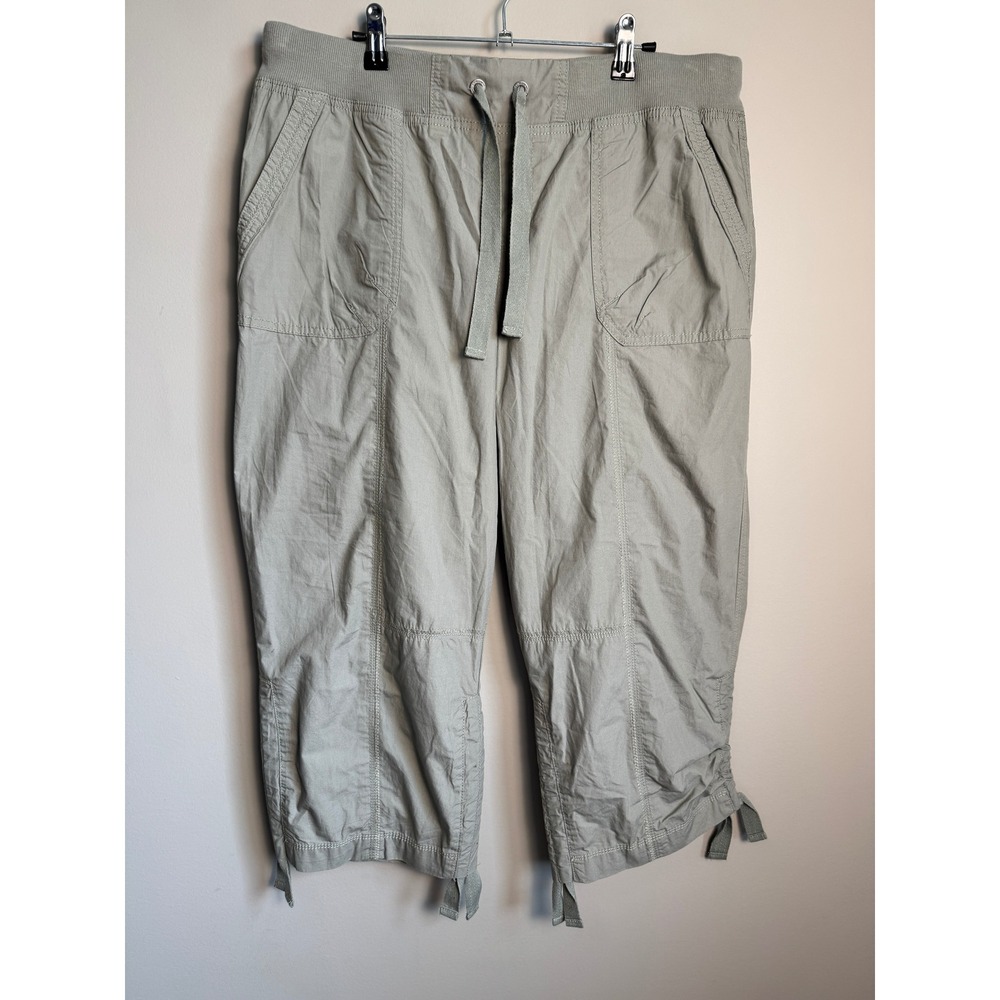 Calvin Klein Womens Khaki Green Performance Crop Cargo Pants L Utility Gorpcore
